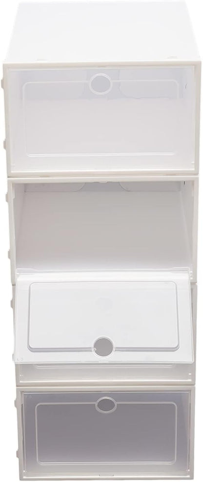 Futchoy 20/24pcs Shoe Storage Boxes 20/24pcs Shoe Box Set Foldable Storage Plastic Display Box for Magazines Books Shoes White (24)