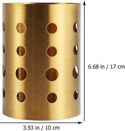 NERDOH Stainless Steel Kitchen Utensil Holder Chopstick Cutlery Holder Stand Spoon Fork Organizer Drying Rack Caddy Basket for Tableware Cooking Utensils Gold