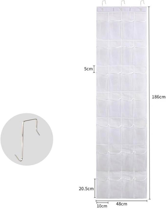 Hanging Over Door Shoes Organizer With 24 Or 28 Pockets, Space Saving Storage Rack For Shoes Slippers Belts Scarves Accessories, Includes Metal Hooks, White Or Gray(28Pocket white)