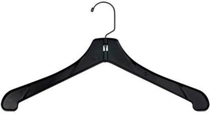 NAHANCO Plastic Coat Hanger - Heavy Weight w/Black Short Hook - 17" Black (Pack of 100), Made in America