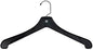 NAHANCO Plastic Coat Hanger - Heavy Weight w/Black Short Hook - 17" Black (Pack of 100), Made in America