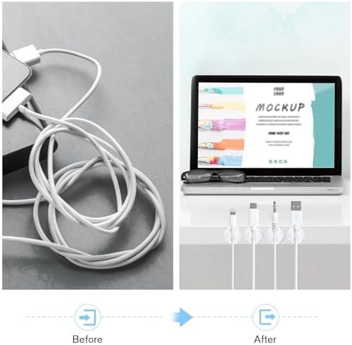 12 Pack Cable Clips, Clear Adhesive Cord Organizer Holder for Desk - Image 2