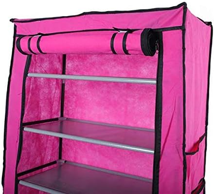 9 Tier Shoe Rack, Space Saving Portable Storage Organizer, 10 Tiers 9 Lattices Non-Woven Waterproof Fabric Cover Shoe Rack (Rose Red, 10 Tiers 9 Lattices)