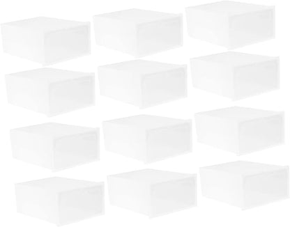 Shoe Organizer Box 12 Pack Stackable Sneaker Boxes Plastic Storage Bin Transparent for Shoes Closet Home