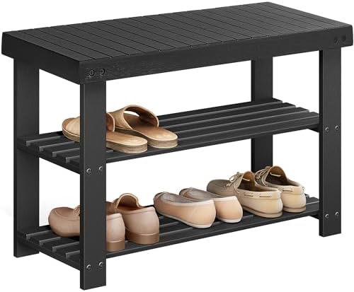 SONGMICS Shoe Rack Bench, 3-Tier Bamboo Entryway Bench, 27.6 Inches Width by SONGMICSbySONGMICSHOME