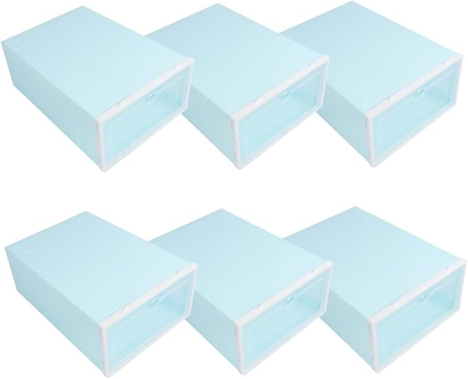 Zerodeko 6pcs Stackable Shoe Storage Box Thicken Plastic Shoe Container White Frame for Women for Closet Organization and Entryway Use