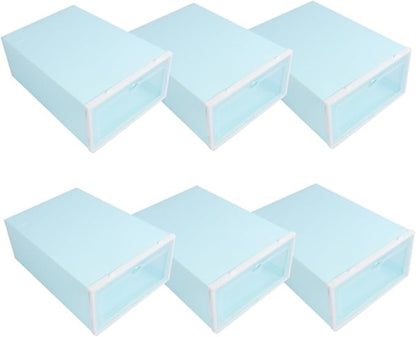 Zerodeko 6pcs Stackable Shoe Storage Box Thicken Plastic Shoe Container White Frame for Women for Closet Organization and Entryway Use