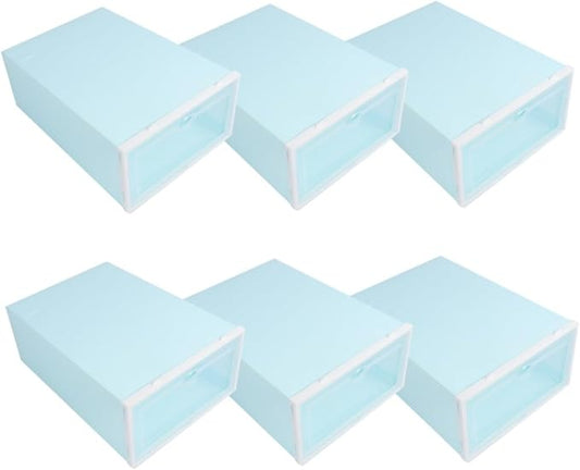 Zerodeko 6pcs Stackable Shoe Storage Box Thicken Plastic Shoe Container White Frame for Women for Closet Organization and Entryway Use