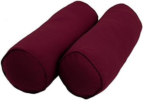 Blazing Needles Double-Corded Solid Twill Bolster Pillows with Inserts (Set of 2), 20" x 8", Burgundy by BlazingNeedles