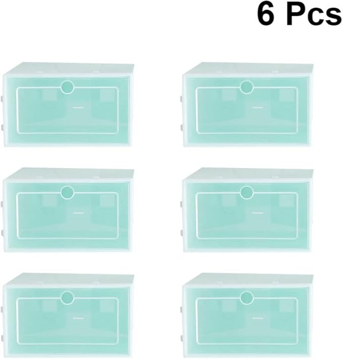 Cabilock 6pcs Stackable Shoes Storage Box Clear Plastic Shoe Container Foldable Racks for Closets Entryways