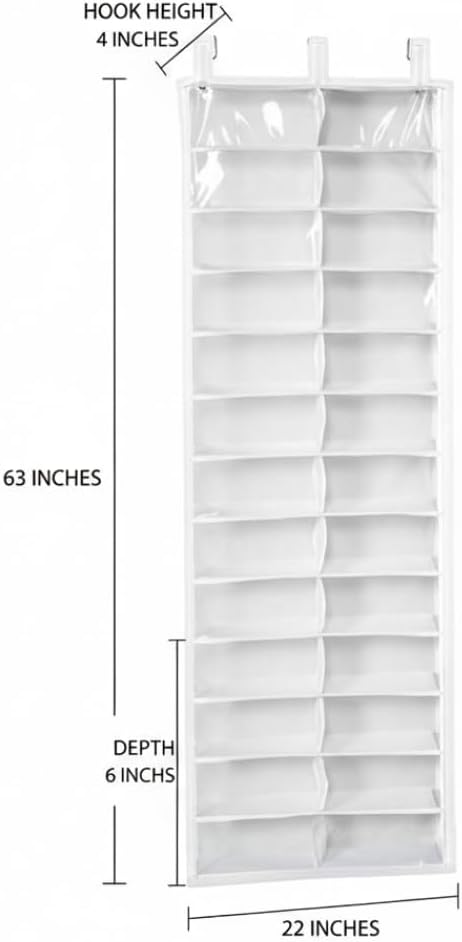 Over the Door Hoodie Organizer, Over the Door Sweatshirt Organizer Hanging Clear Shoe with 26 Pocket Foldable Heavy Duty Toy Storage