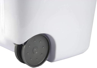 Sterilite Ultra Wheeled Laundry Hamper with Lid, Handle and Wheels for Easy Rolling of Clothes to and from the Laundry Room, Plastic, White, 1-Pack