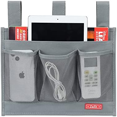 Zafit Hanging Bedside Caddy, Bedside Storage Organizer for Magazine, Phone, Remote control (Classic 4 Pockets-Grey) - Image 3
