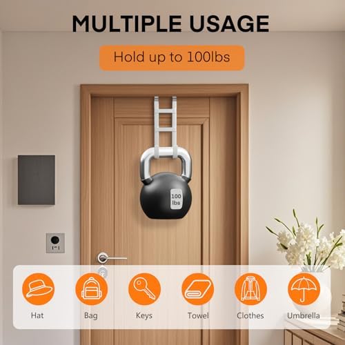 FYY Over the Door Hooks, Double-Hanger 4 Pack, Fits Doors 1.6" White - Image 4