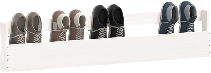 Solid Pine Wood Wall Mounted Shoe Rack 2 Pcs, 43.3"x3.5"x9.1", Wooden Shoe Storage Organizer for Wall