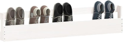 Solid Pine Wood Wall Mounted Shoe Rack 2 Pcs, 43.3"x3.5"x9.1", Wooden Shoe Storage Organizer for Wall