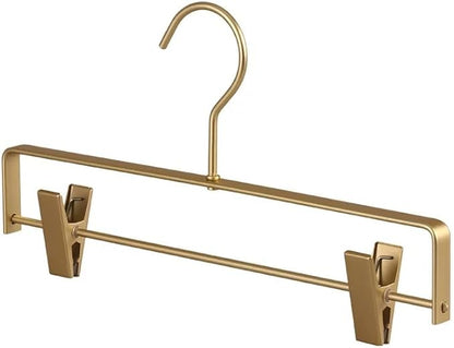 Premium Matte Gold Aluminum Pants Clip Hanger 100 Pack, Extra Smooth & Durable Metal Shirt Dress Aluminum Alloy Hanger,Clothing Support,Clothing Hang