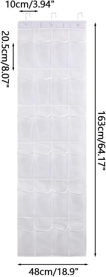 MiOYOOW Over the Door Shoe Organizer, Large Hanging Shoe Organizers Hanger Storage Holder with 24 Mesh Pockets & Hooks for Narrow Closet, Bedroom, Bathroom Shoes, Accessories