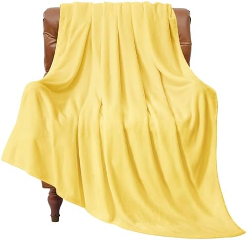 BEDELITE Fleece Blanket Soft Plush Twin Size Blanket Light Yellow 60"x80" by BEDELITE