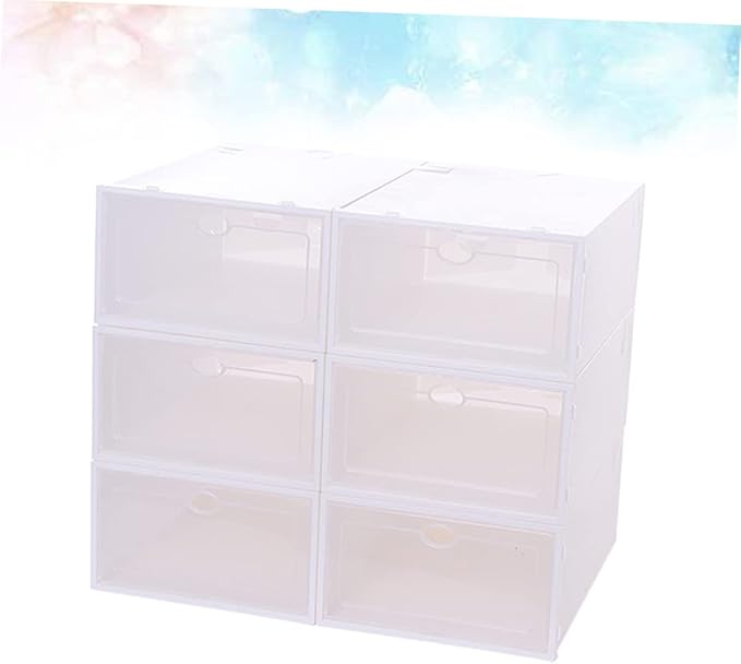 6pcs Stackable Thickened Plastic Shoe Boxes Organizing Storage Case for Shoes Storage Box for Men Women