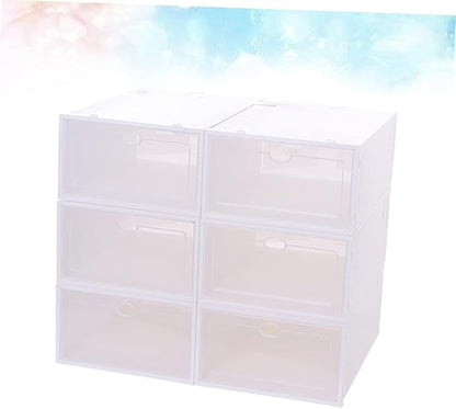 6pcs Stackable Thickened Plastic Shoe Boxes Organizing Storage Case for Shoes Storage Box for Men Women