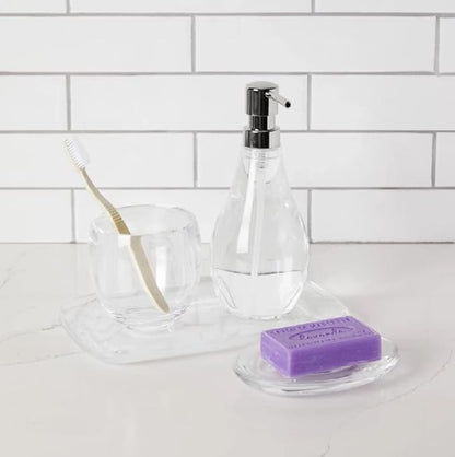 Umbra Droplet Acrylic Soap Dish Container For Bathroom - Acrylic Soap Bar Holder For Bath Sink - Nicely Fits Into Amenity Tray and Holds the Soap Bar Preventing It From Dirt and Ensures Zero Waste
