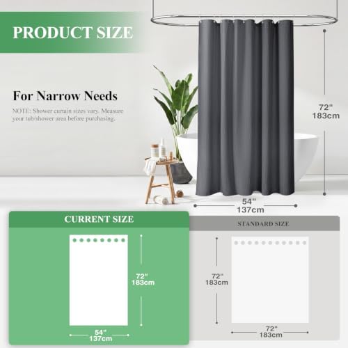 Dynamene Stall Waffle Shower Curtain 256 GSM Heavy 54"x72" Charcoal Grey - Image 2