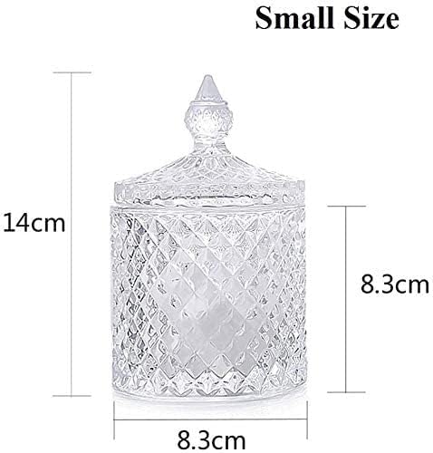 Glass Jar Bathroom Storage Organizer Cute Qtip Dispenser Holder Vanity Canister Jar Glass with Lid Clear Cotton Ball Storage for Cotton Swab, Cotton Rounds, Jewelry, Candy