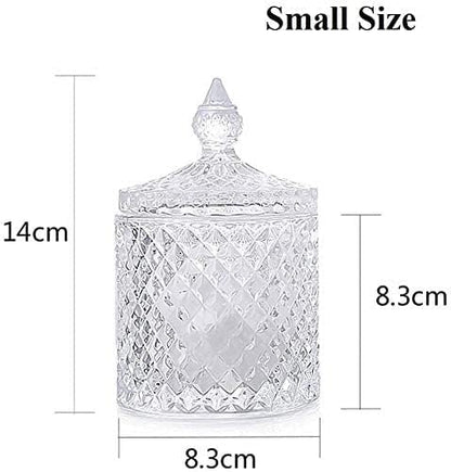 Glass Jar Bathroom Storage Organizer Cute Qtip Dispenser Holder Vanity Canister Jar Glass with Lid Clear Cotton Ball Storage for Cotton Swab, Cotton Rounds, Jewelry, Candy