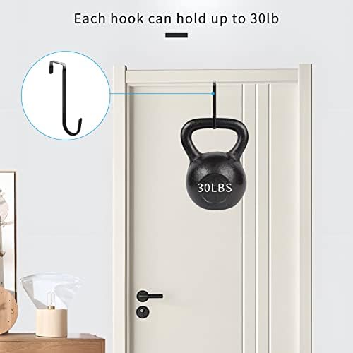 FYY Over the Door Hooks, Single-Hanger 6 Pack, Fits Doors 1.6" Black - Image 4