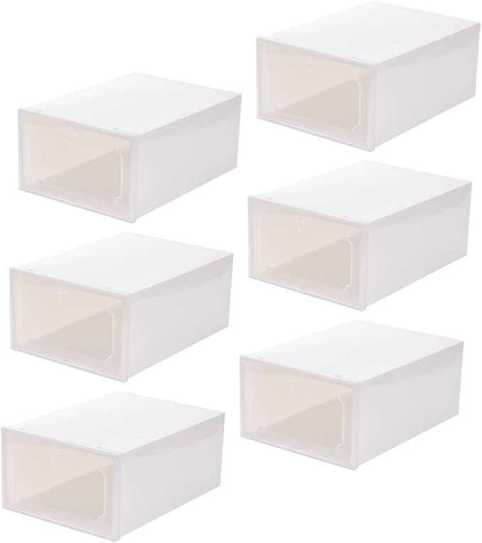 ULTECHNOVO 6Pcs Transparent Creative Shoes Box Drawer Type Storage Container Clamshell Design for Convenient Use Plastic Neat Organization for Home and Closet