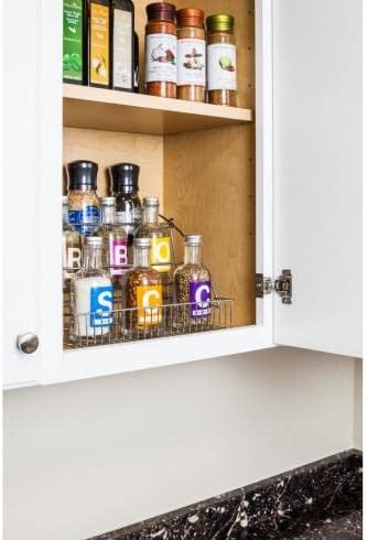 Hardware Resources 3-Tier Pull Down Spice Rack - Chrome-Finished Steel Retractable Organizer for Spice Bottles & Seasoning Jars - Easy to Install, Screws Included - Fits 15” Opening Wall Cabinet