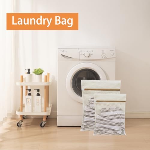 6Pcs Durable Honeycomb Mesh Laundry Bags for Delicates (3L 3M) Beige - Image 6