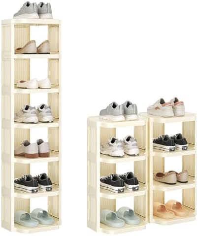 Kitstorack Vertical Shoe Rack: 8 Tiers Stackable Shoe Rack for Closet DIY Free Standing Shoe Organizer Small Shoe Shelf for Small Spaces and Narrow Spaces Plastic, White by Kitstorack