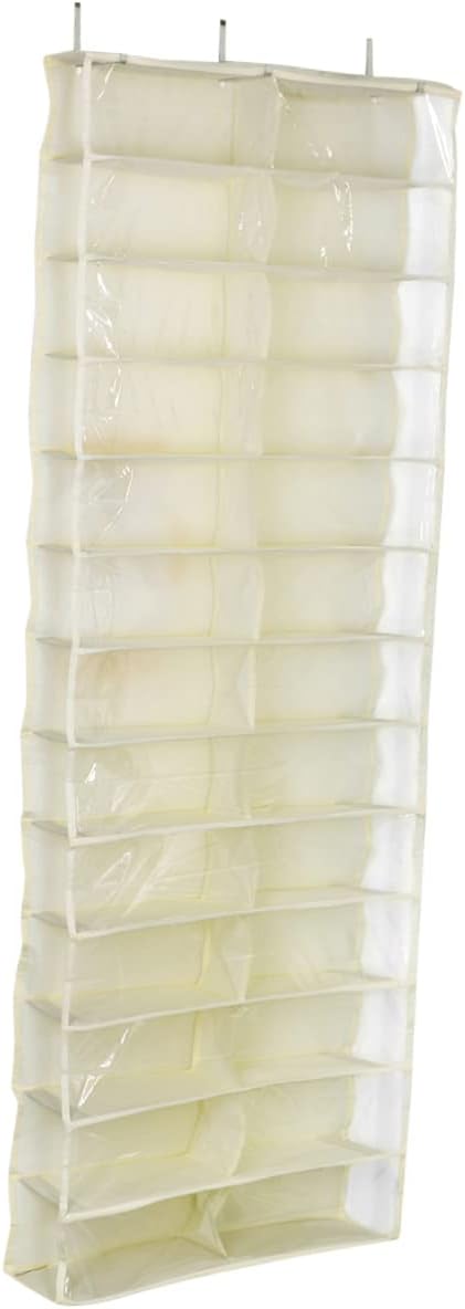 Over the Door Shoe Organizer with Large Capacity Space Saving Hanging Closet Rack for Shoes Slippers Accessories Quick Assembly Beige Storage Holder
