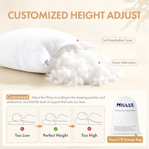 MIULEE Cooling Adjustable Bed Pillow, Standard Size Down Alternative Pillow - Image 6