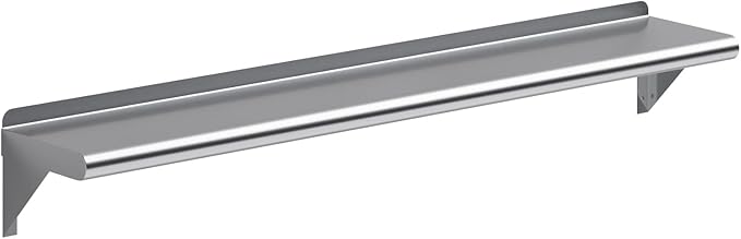 AmGood 8 in. x 48 in. Stainless Steel Wall Shelf | NSF | Metal Shelving | Garage, Laundry, Storage, Utility Room | Restaurant, Commercial Kitchen