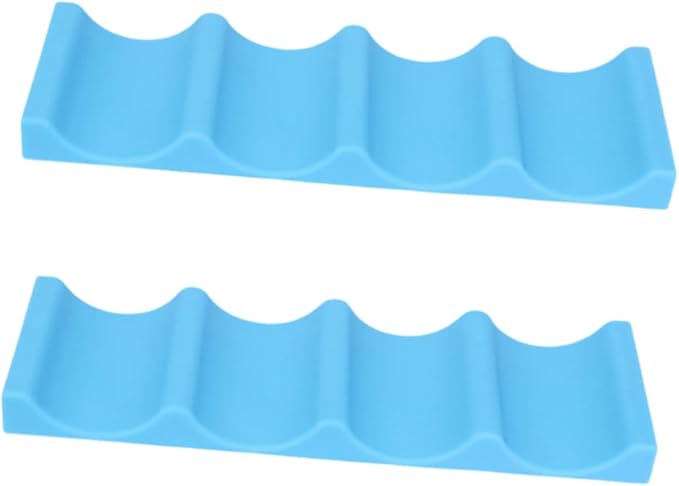 COLLBATH 2pcs Silicone Beverage Storage Rack Stackable Beer and Wine Bottle Holder for Fridge Tidy Organizer Mat for Pantry and Bar Blue Cans and Bottles
