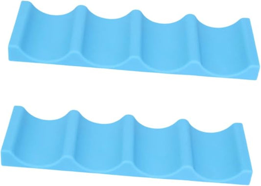 COLLBATH 2pcs Silicone Beverage Storage Rack Stackable Beer and Wine Bottle Holder for Fridge Tidy Organizer Mat for Pantry and Bar Blue Cans and Bottles