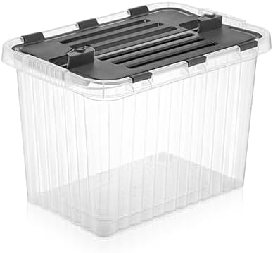 Superio Clear Storage Bin with attached Lid, 27.5 Quart Storage Box with Hinged lid