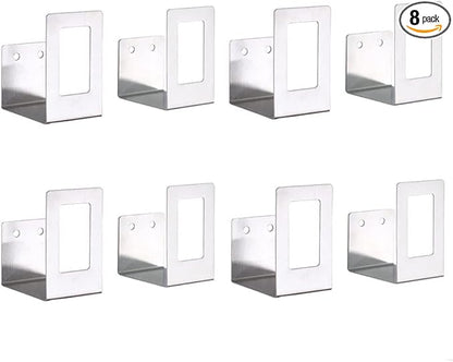 4 Pairs of Wall Mount Pot Lid Organizer, Adjustable Lid Holder,Cabinet Door Pan Lid Organizer Pot Hangers for Kitchen Wall Mount (Silver)