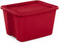 18 Gallon Plastic Storage Tote with Secure Snap-On Lid, Stackable Storage Bin for Linens, Seasonal Decor, Keepsakes & Home Organization (Red)