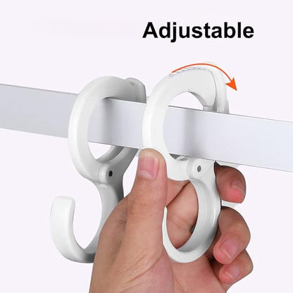 Space Saving Rotated Hanger Hooks Wardrobe Clothes Rack Hanger Organizer Bag Hanger Shoes Belt Scarf Hanging Rack Closet Hanger (White)