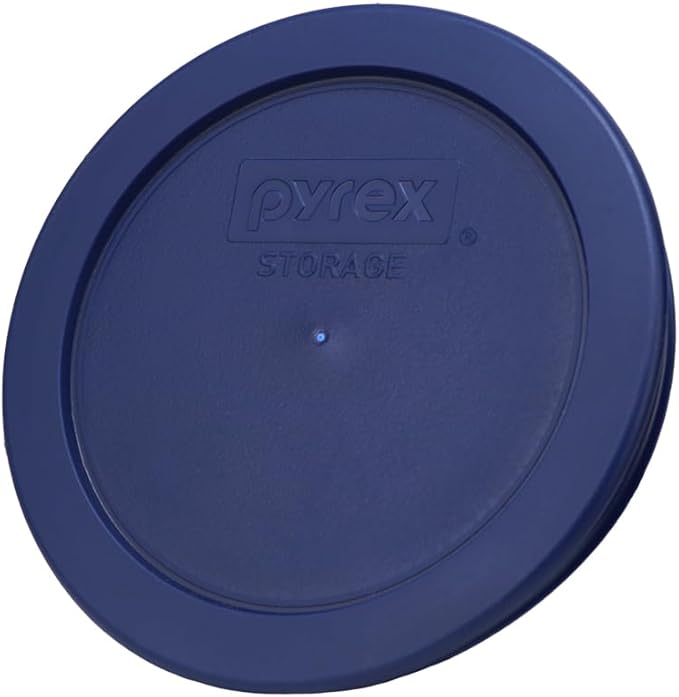 Pyrex 7200-PC 2 Cup Dark Blue Round Storage Lids - Original Genuine Pyrex Lids - 2 Pack