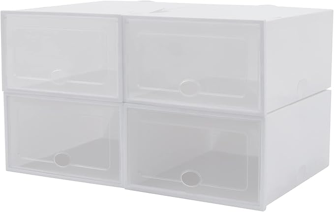 20 PCS Shoe Cabinet Clear Shoe Storage Boxes Stackable Storage Organizer Bins Shoe Organizer for Closet Boot Sneaker Space Saving (20Pcs White)