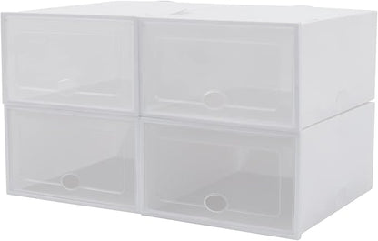 20 PCS Shoe Cabinet Clear Shoe Storage Boxes Stackable Storage Organizer Bins Shoe Organizer for Closet Boot Sneaker Space Saving (20Pcs White)
