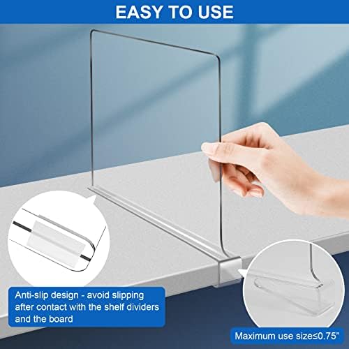 Acrylic Shelf Dividers for Closet Organization 6PCS Closet Shelf Divider Closet Dividers for Shelves Shelf Organizer for Closet Shelf Organizer For Wood Closet Separator Clear - Image 5