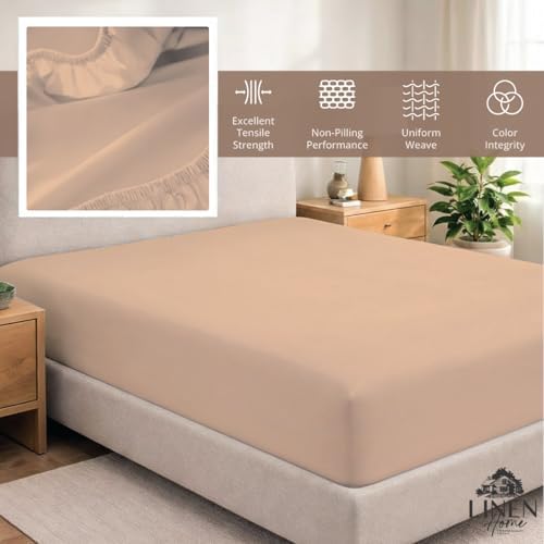 Linen Home 100% Cotton Percale Twin Size Fitted Sheet only, Brushed Rose - Image 5