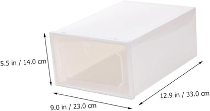 6pcs Large Capacity Shoe Storage Boxes with Flip-top Compartments Thickened Plastic Shoe Organizer for Closet and Home Storage in Pearl White
