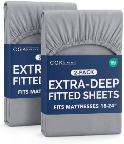 CGK Linens 2 Pack Extra Deep Queen Fitted Sheets - Steel Blue by CGKUnlimited